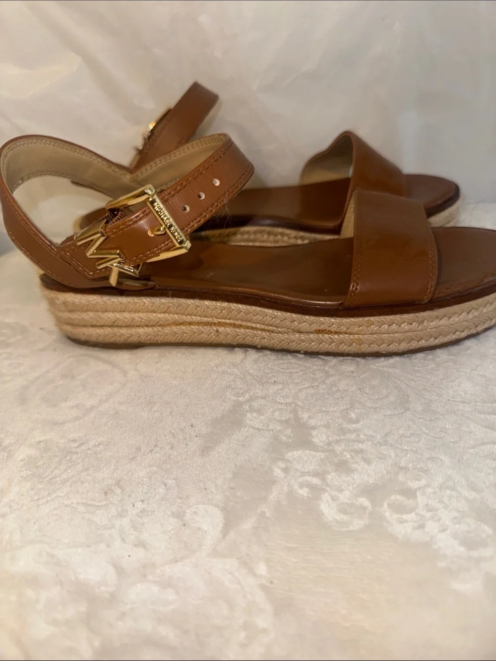 Michael Kors Cognac Leather Ankle-Strap Sandals